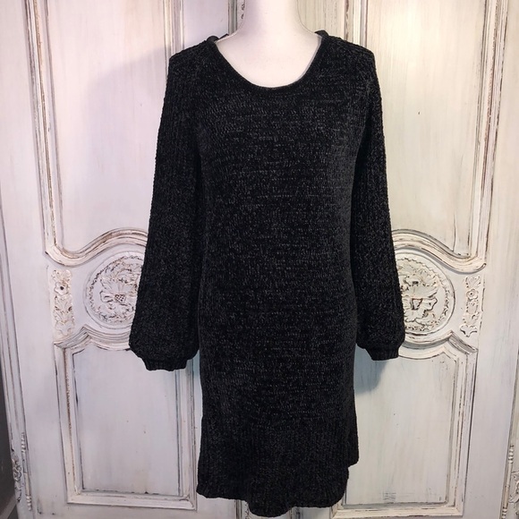 Cynthia Rowley Charcoal Gray Bell Long Sleeves Scoop Neck Sweater Dress S/S - Picture 1 of 12